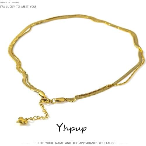 Yhpup Statement Snake Chain Multi-Layer Choker Necklace joyería acero inoxidable mujer бижутерия для женщин Necklace Women 2021