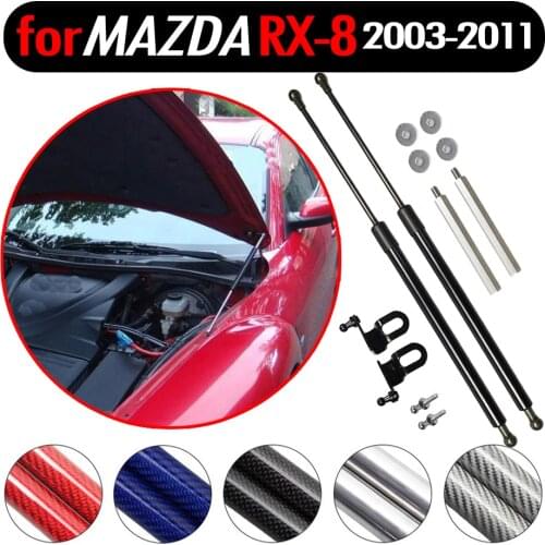 For Mazda RX8 RX-8 2003-2011 Auto Front Hood Bonnet Modify Gas Struts Shock Absorber DamperLift Support 1pair carbon fiber