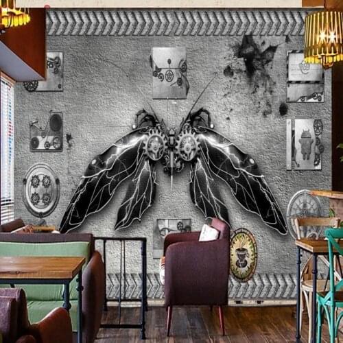 Dropshipping Colomac Geometric Wallpaper Retro Vintage Mechanical Insect 3d Wallpaper Walls Wall Mural 3 Boyutlu Duvar Kagidi