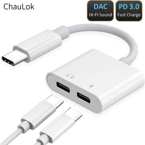 Dual Type C USB C Splitter with DAC 2 in 1 Audio and Charging Converter Adapter for Pixel 2 3 4XL Galaxy S10 9 8 Huawei P30 Pro