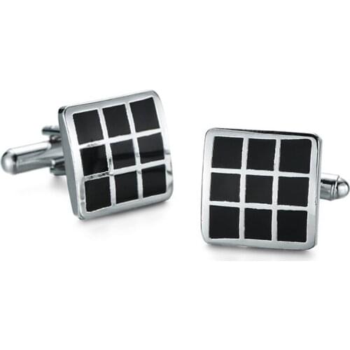 DY new sales of French fashion business men Black Enamel Cufflinks square Cufflinks wholesale and retail