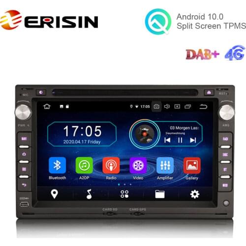 Erisin ES6986V 7" Android 10.0 Car Multimedia GPS Radio DVD WiFi BT 4G Canbus OBD2 for VW Sharan Jetta Bora Golf TRANSPORTER