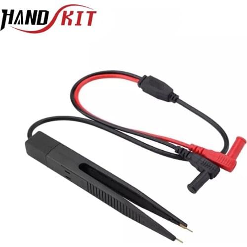 HANDSKIT SMD Chip Component LCR Testing Tool Digital Multimeter Tester Meter Pen Probe Lead Tweezers Voltmeter Capacitance Test