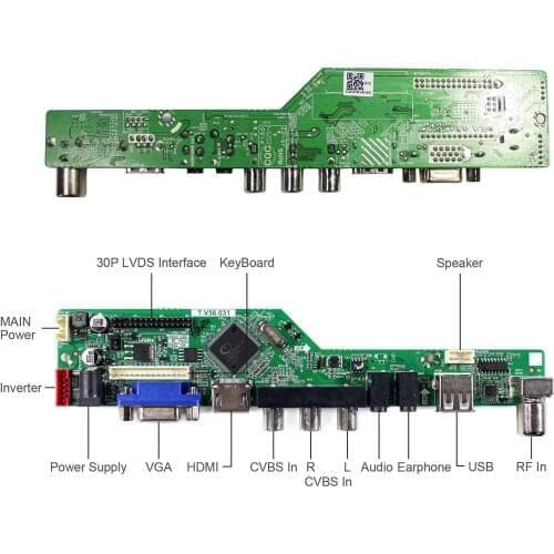HD-MI VGA AV USB RF LCD Board Work for LVDS Interface LCD Screen Compatible Work With 12.1inch 1024X768 HT121X02-001