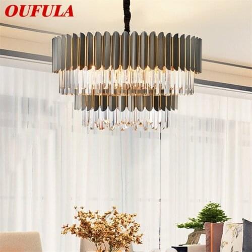 OUFULA Crystal Pendant Light Postmodern Luxury Chandelier LED Lamp Fixture For Home Dining Living Room
