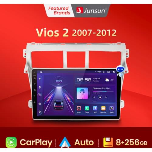 Junsun V1 Android 10.0 AI Voice Control 4G Carplay DSP Car Radio Multimedia Video Player GPS For Toyota VIOS 2007-2012 2din
