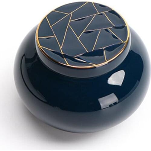 Chinese Round Tea Can Ceramic Kung Fu Tea Set Accessories Sealed Tea Caddies Candy Can For Travel Mini Tea Room Office Home