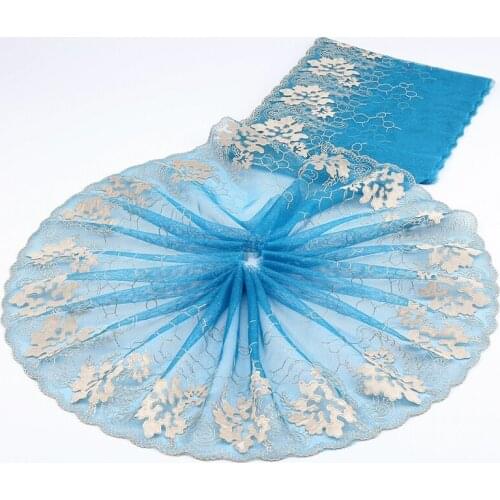 10Yards Peacock Blue Ribbon Embroidered Net Polyester Lace Trim for Wedding Party Decoration Sewing Clothing Bride Accessories