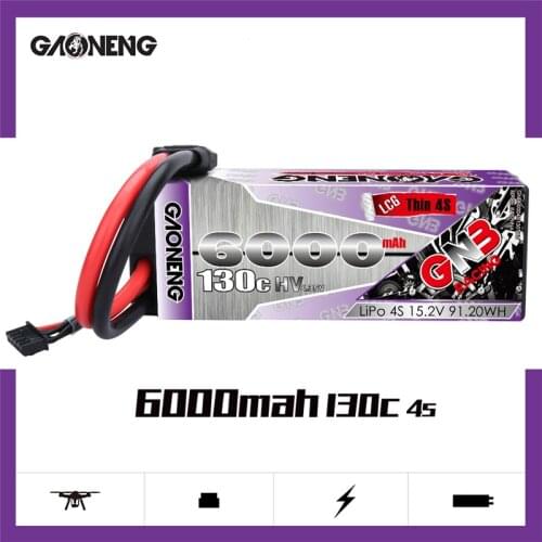 Gaoneng GNB 6000mAh 4S 15.2V 130C Thin Hardcase HV LiPo Battery pack XT90 T Plug for 1:8 1/8 RC Car four drive off-road RC Car