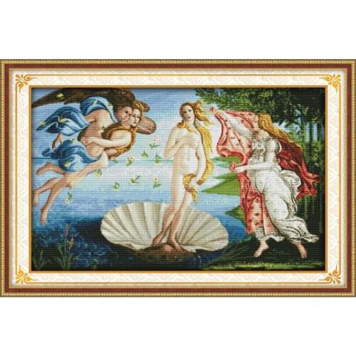 Joy Sunday Printed Cross Stitch Kits The Birth Of Venus Cotton Thread Painting 11&14CTDMC Pattern Embroidery DIY Needlework Kits