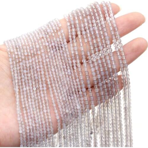 Natural Stone Grey Agates Beads Round Scattered Beads DIY Accessories for Women Jewelry Making Necklace Bracelet 2 3 4mm