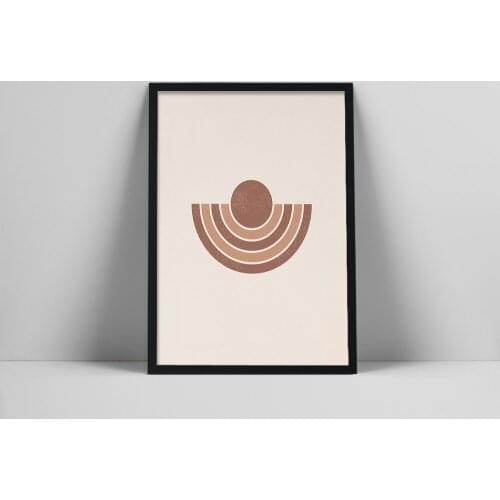 Neutral Abstract Art Print | Half Circle Wall Art | Circle Shapes Poster | Brown Neutral Wall Print | Geometric Mid Century Modl