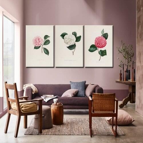 Nordic Simple Nostalgic Flowers Decorative 3 Piece HD Painting Modular Picture Wall Art Canvas Painting Living Room Home Decor