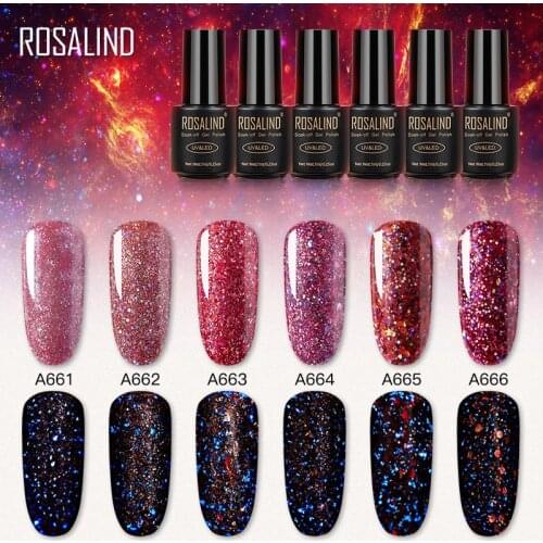 ROSALIND Red Diamond Glitter Gel Nail Polish Semi Permanent UV All For Manicure Hybrid Varnishes Soak Off Need Base Top Coat