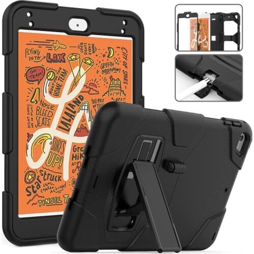 For ipad Mini 4 MINI4 Bracket Shockproof Cover Funda for ipad mini 5 Mini5 2019 PC+Silicone 3 in 1 Protective Shell Capa Case