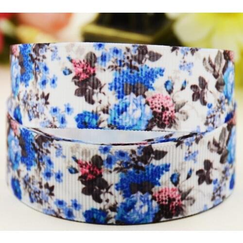 22mm 25mm 38mm 75mm flower printed Grosgrain Ribbon party decoration 10 Yards X-03623