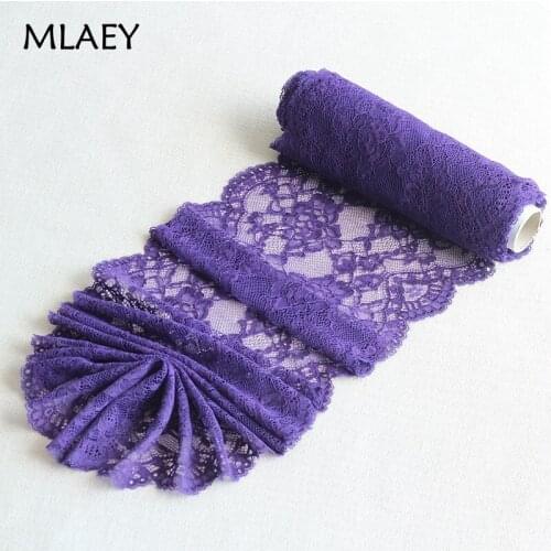 21cm wide 2 yds/lot, purple Hair Decoration Wide Elastic Stretch Lace Trim wedding dress skirt lace trim