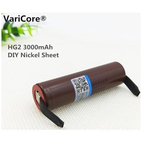 Varicore 4 pcs.. New HG2 18650 3000mAh battery 18650HG2 3.6V discharge 20A,30A. dedicated batteries + DIY Nickel