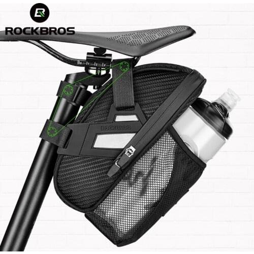 ROCKBROS Bicycle Saddle Bag Reflective Water Tail Bag Bottle Pocket Bicycle Bag Bike Rear Bag Cycling Rear Seat Tail Bag