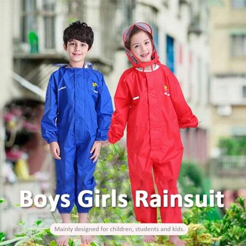 Waterproof Raincoat For Children Students Hooded Rainsuit High Visibility Reflective Raincoat For Kids Breathable Rainwear