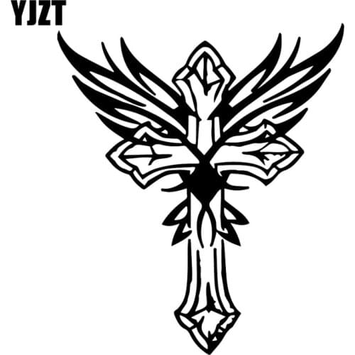 YJZT 14.5X16.8CM Iron Cross Wings Car Window Bumper Decal Vinyl Stickers Decoration C25-0804