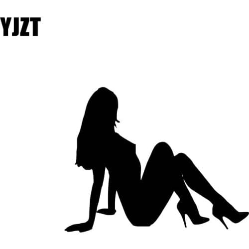 YJZT 13.3*10.4CM Provocatively Tempting Sexy Girl Car Sticker Fantastic Popular Fashion Style Black/Silver Vinyl Decal C20-0443