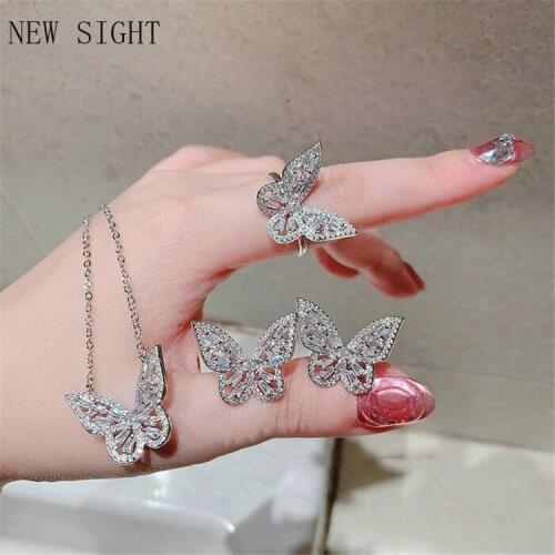 Shiny Side New Accessories Crystal Butterfly Stud Earrings for Women Elegant Earrings Jewelry