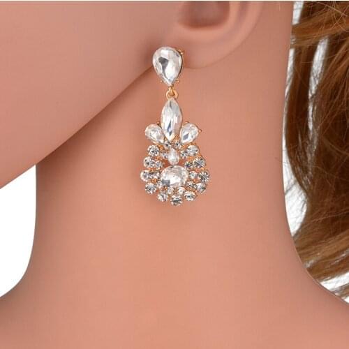 Trendy Jewelry Elegant Crystal Drop Earrings For Women Birthday Gift Statement Earrings 1 Colors Fast Shipping