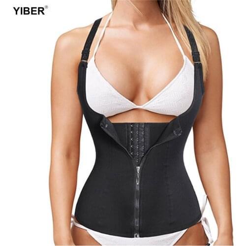 Womens Waist Trainer Body Shape Push Up Vest Belly Girdle Waist Cincher Corset Zipper Vest Plus Size Slimming Underwear