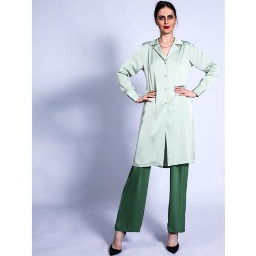 2021 Fashion Autumn Womens Clothing Sets Long Sleeve Blouses Tops + Wide Leg Pants Trousers Suits Plus Size Ensemble Femme