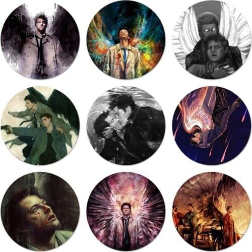 58mm Supernatural Castiel Painting Art Icons Pins Badge Decoration Brooches Metal Badges For Backpack Decoration
