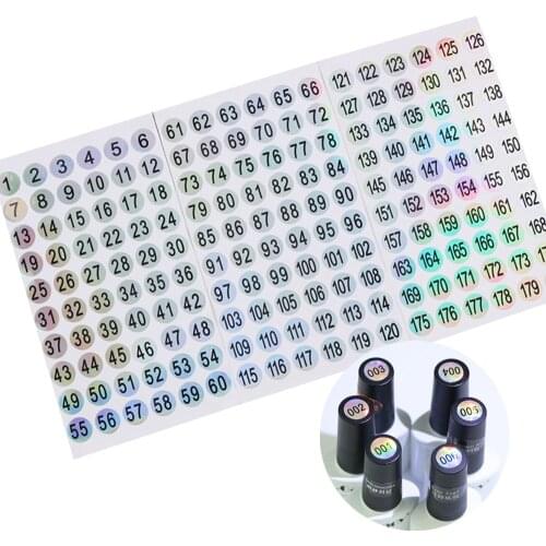 10pcs/lot Waterproof 1-240 Laser Number Label Sticker For DIY Craft Self Adhesive Nail Polish Lipstick Color Number Tags Sticker