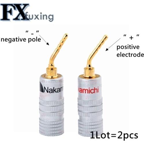 2PCS 2mm Banana Plug Nakamichi Gold Plated Speaker Cable Pin Angel Wire Screws Lock Connector For Musical HiFi Audio