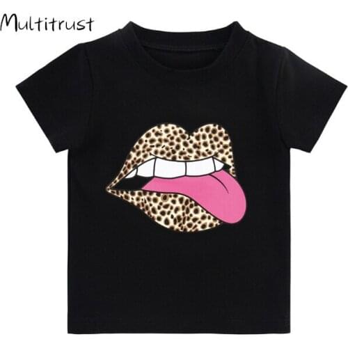 2020 Summer Casual Baby Girls T Shirts Tops Cartoon Print Short Sleeve Pullover Black Tops 0-5Y 2 Style