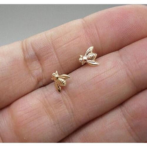 2020 Hot Sale 1 Pair Cute Tiny Bee Earring Jewelry Rose Gold/Silver Plated Honey Bee Earrings Stud Unique Earrings Jewelry Women