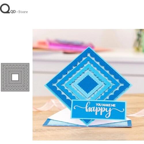 2021 New Square Pattern Border Cutting Dies Stamps Dies Scrapbooking Mold Cut Handmade Tools Diy Craft Decoration Metal Dies