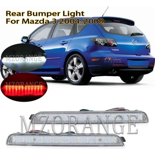 2x 24 LED Rear Bumper Reflectors Tail Brake Stop Running Turning Light Parking Warning Night Driving Fog Lamp For Mazda 3 04-09