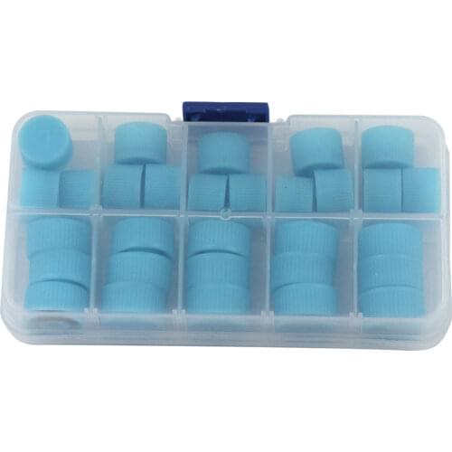 30 Pcs Blue Rubber Universal A/C High Low Side Valve Core Service Port Dust Cap Set Replacement