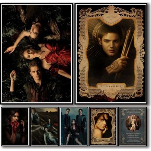 31 Designs Tv Show The Vampire Diaries Kraftpaper Poster Artwork Painting Funny Fancy Wall Sticker for Coffee House Bar