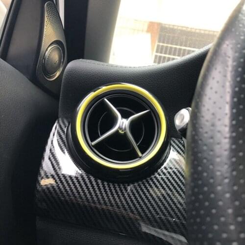 ABS Material Carbon Fiber Texture Car Air Outlet Decorative Ring Decorative Sticker For Mercedes-Benz GLA200 CLA220 Models