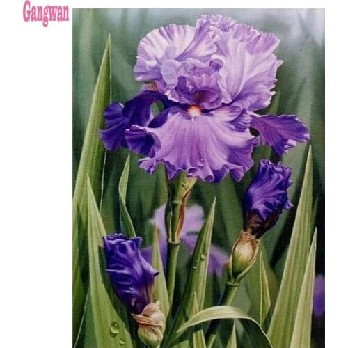 Full Square round Diamond iris purple flower 5D DIY Diamond Painting Embroidery Cross Stitch kits diamond Mosaic Home Decor art
