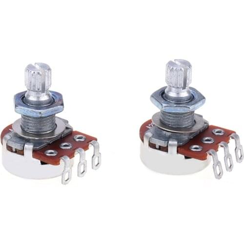 Alpha Mini Metric Sized Split Shaft Control Pots Audio Taper A25K Potentiometers for Guitar (Set of 2)