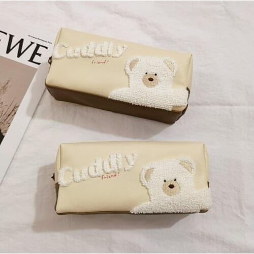 Pencil case Japanese ins cute cartoon latte bear large capacity student stationery pencil case girl heart pencil case