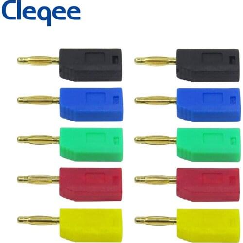 Cleqee P3012 10PCS 2mm Stackable Banana Plug Gold Plated Copper Connector with 2mm Socket Jack Can Be Welded/soldered 30V/10A