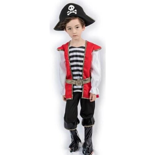 Halloween Kids Child Pirate Captain Buccaneer Cosplay Costume Tulle Dress Family Matching Hat Suit Skull For Kids Boys Girls