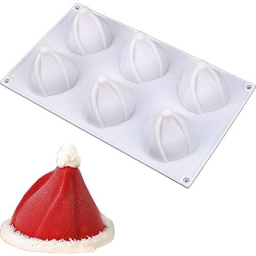 DIY Dessert Baking Mold Santa Ice Cream Mold 6-Christmas Hat Mousse Silicone Cake Mold Kitchen Accessories
