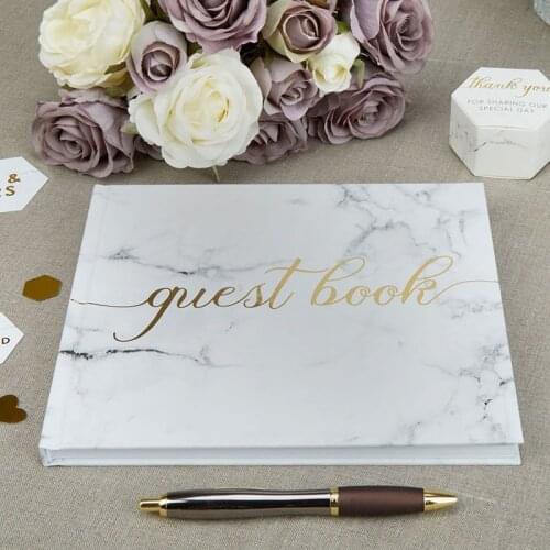 Alternative Marble Cover Wedding Guest Book Landscape Hardcover Guestbook Custom Any Languages Photo Album Calligraphy Sign in