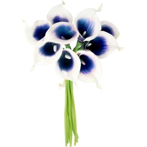Fake Flower Artificial Mini Calla Phoenix Color White And Blue Holding Flowers 35CM Size For Wedding Bouquets Home Décor Decor
