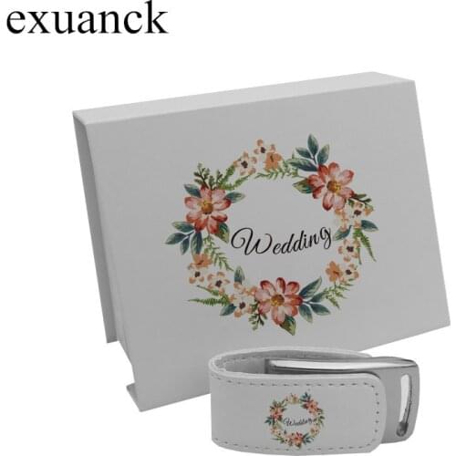 Custom Logo USB 2.0 Flash Drive 64GB 4GB 8GB 16GB Memory Stick Pen Drive Leather Gifts Box 32GB Pendrive (over 10pcs free logo)