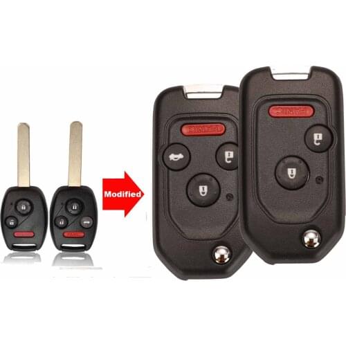 Jingyuqin Update Modified 3/4 Buttons Car Key For Honda Accord Pilot Cr-V Key Housing Civic Insight Ridgeline 2003-2013